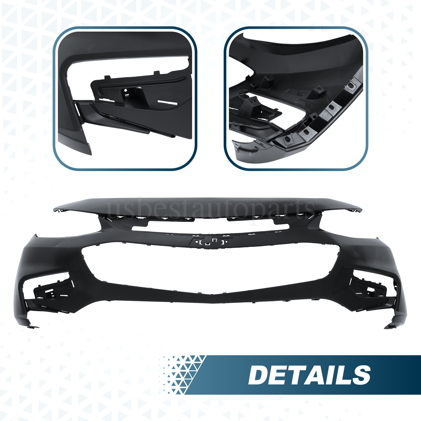 Front Bumper Cover w/ Valance Grill Grille Fog light Trim For Chevy Malibu 16-18