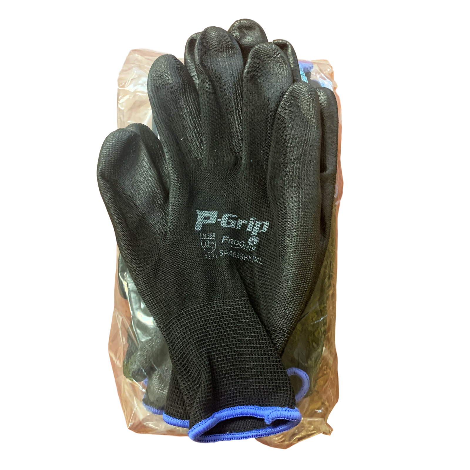 LIBERTY P-GRIP WORK GLOVES BLACK PU POLYURETHANE COATED PALM SP4638BK (12 PAIR)