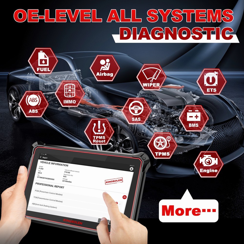 KINGBOLEN K10 10" OBD2 Scanner All System Bidirection Diagnostic Tool ECU Coding