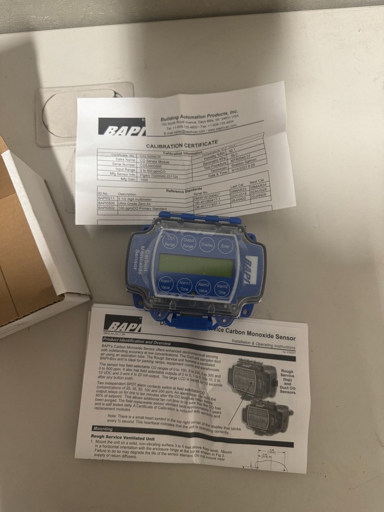 BAPI BA/CO-V-BB / BACOVBB; New and Unused; Carbon Monoxide Rough Service Sensor