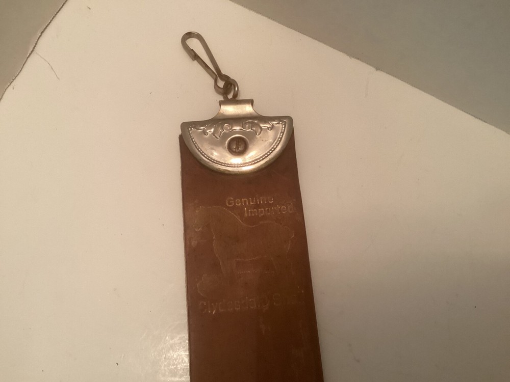 Vtg. Genuine Imported Clydsdale Shell Leather Barbers Razor Sharpening Strap