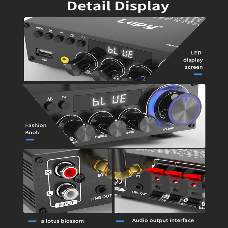 ‌2.1CH Bass-Boost Amplifier: Seamless AUX/RCA Input & Silent Operation‌
