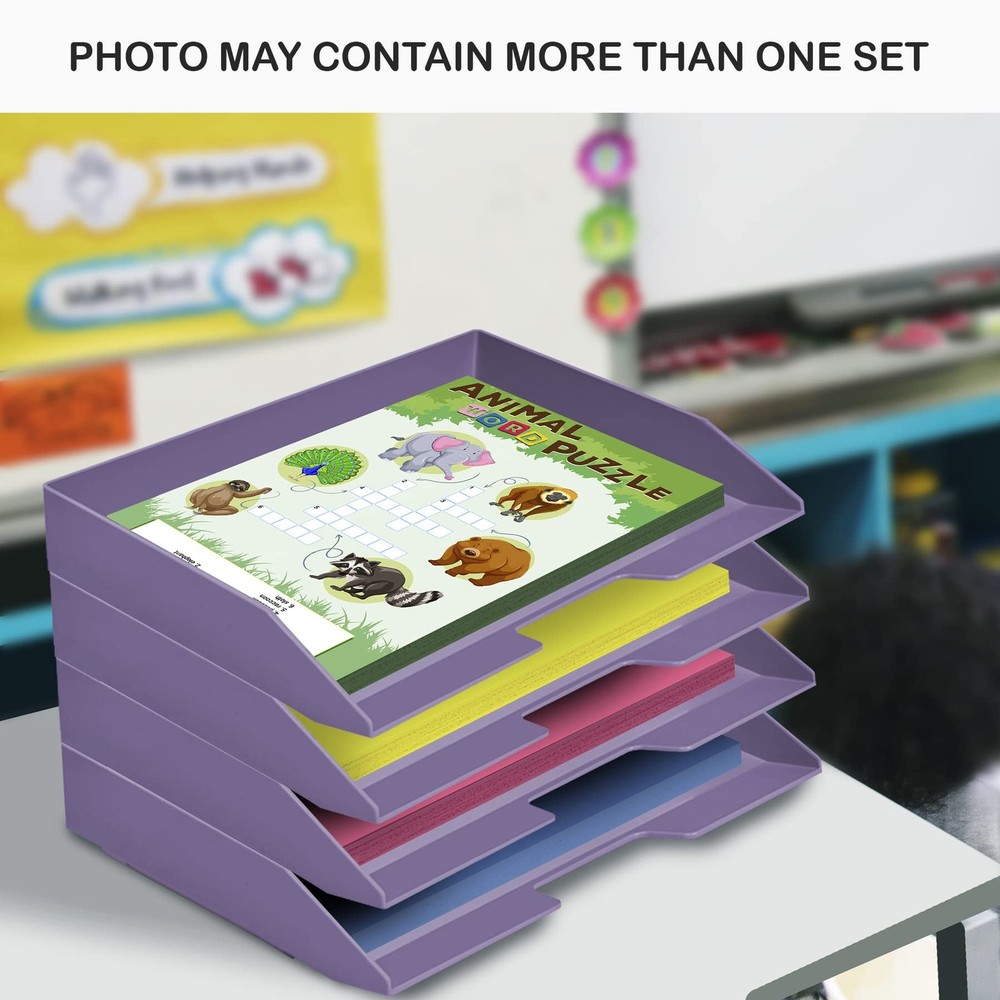 2 Tier Paper Organizer Letter Tray – Plastic Stackable Desk File Organizer, S...