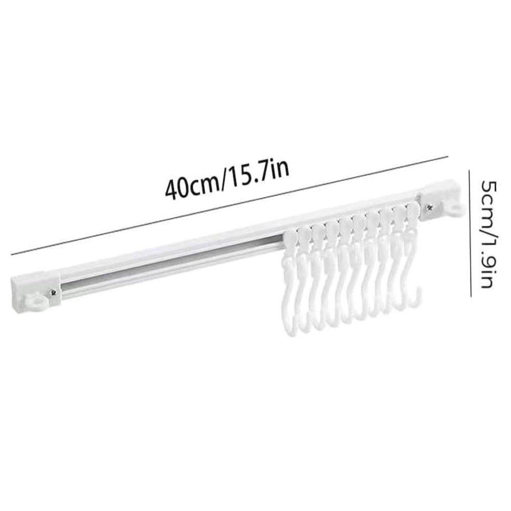 TTYGRHQ 2Pcs Multifunctional Slide Rail Hook, Adhesive Wall Hooks Rack White