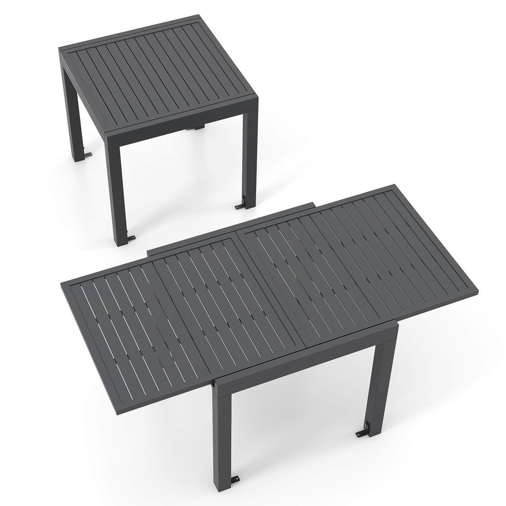 31.5"-63" Expandable Patio Dining Table with Slatted Tabletop for Porch