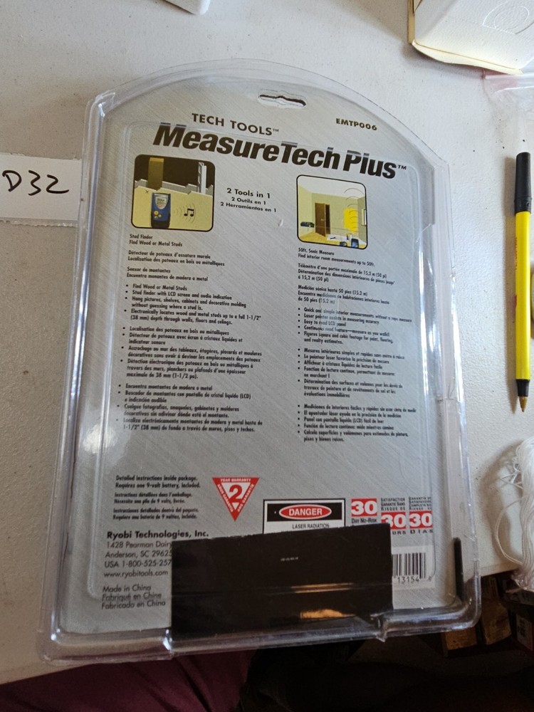 RYOBI EMTP006 Ultrasonic Measuring Device Stud Sensor Measure Tech Plus 9d32 New