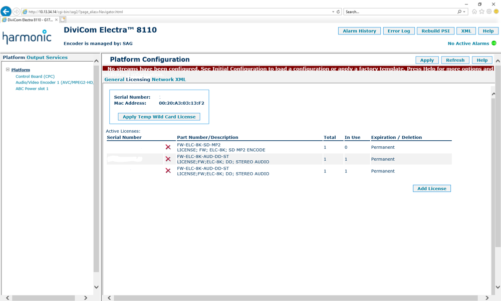 Harmonic DiviCom Electra 8110 ELC-8110-HW-AC Universal SD/HD MPEG-2 AVC Encoder