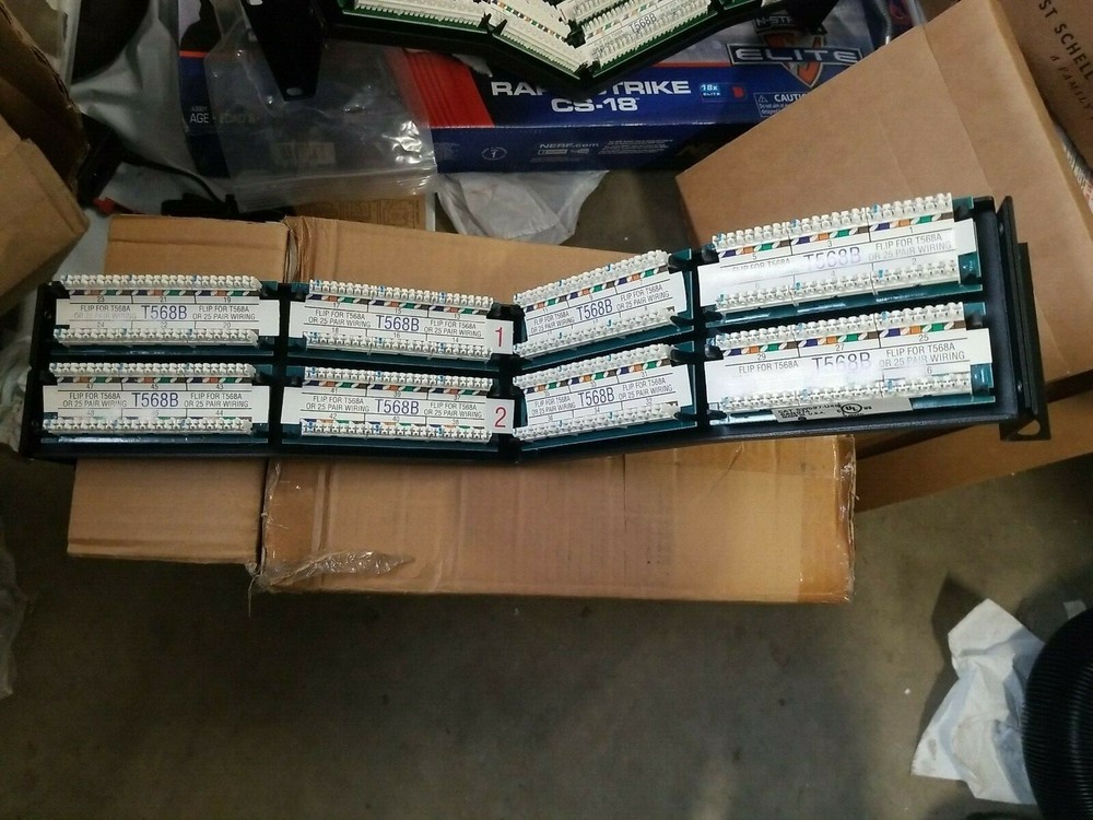 Leviton 5w597-u48 Cat 5e Universal Recessed-Angled Patch Panel, 48-port