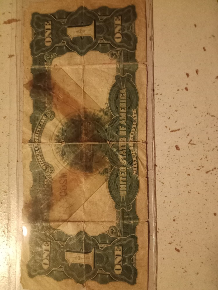 1899 US $1 Large Black Eagle Silver Certificate Circulated Banknote Uncertified