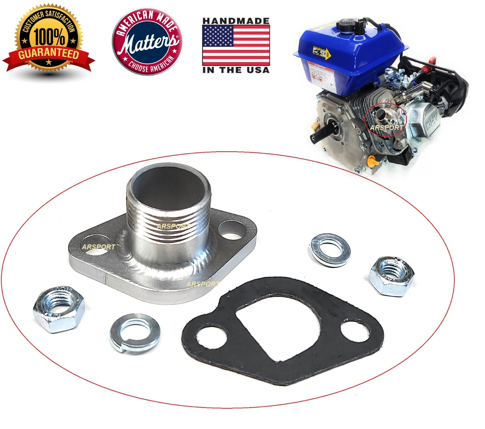 3/4 Threaded Exhaust Flange For Predator 212cc Honda GX160 GX200 or Generators