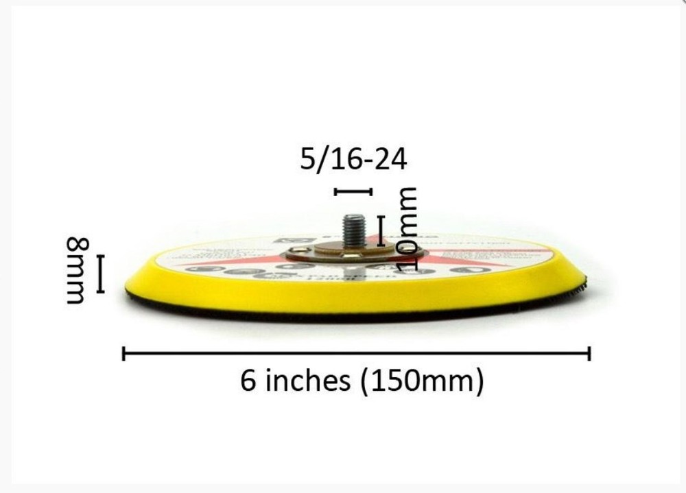 6" x 5/16-24 Male Hook & Loop Back-up Sanding Pads