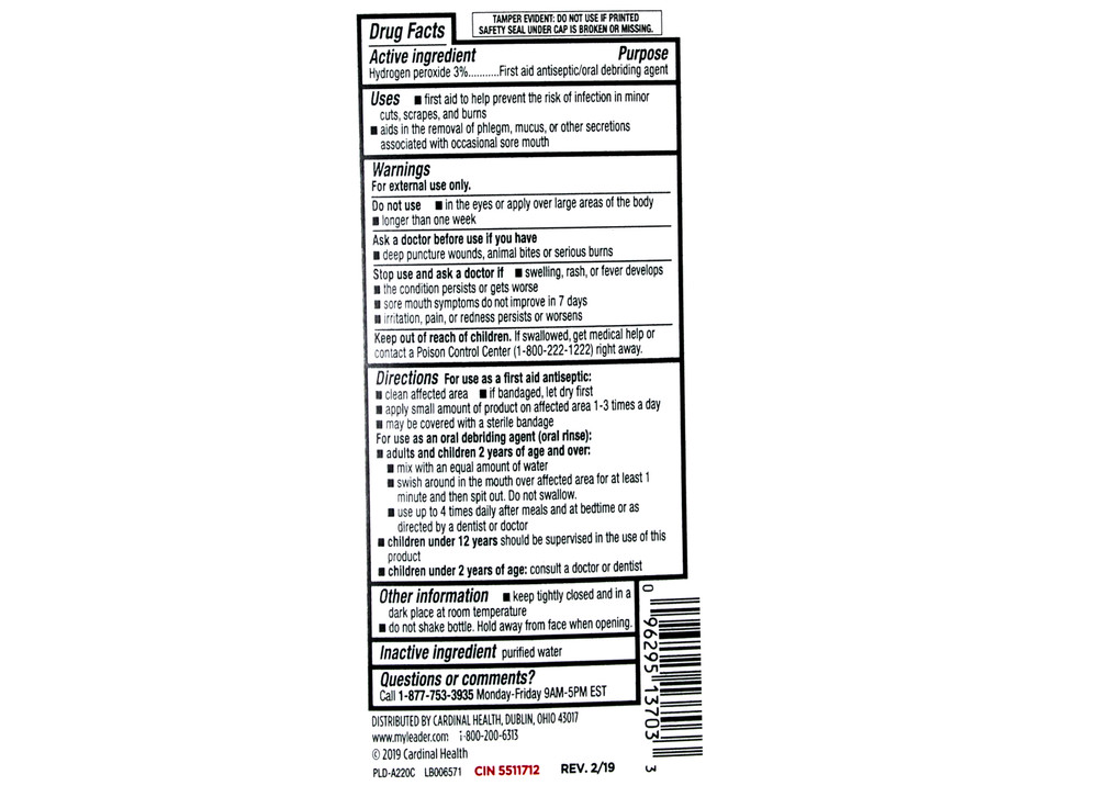 5 Pack Leader Hydrogen Peroxide 3% Solution First Aid Antiseptic 32 Fluid Ounces