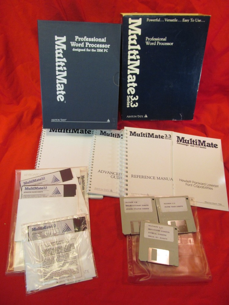BM PC DOS MULTIMATE 3.3 3.31 WORD PROCESSOR 3.5" & 5 1/4" DISKETTES W/ MANUALS