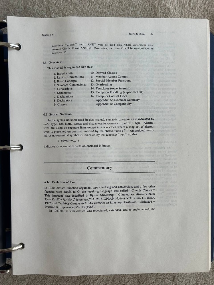 Vintage Apple 1990 C++ Annotated Reference Manual Draft by Bjarne Stroustrup