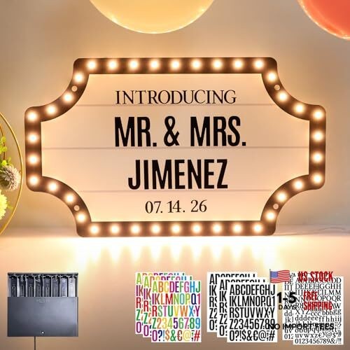LED Wedding Bottle Service Sign - Personalized - Large - C