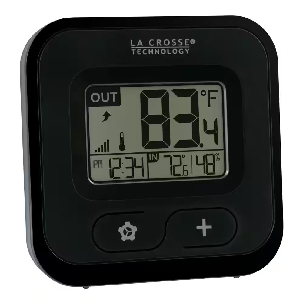 La Crosse Technology Wireless Compact Digital Thermometer Black Indoor Humidity