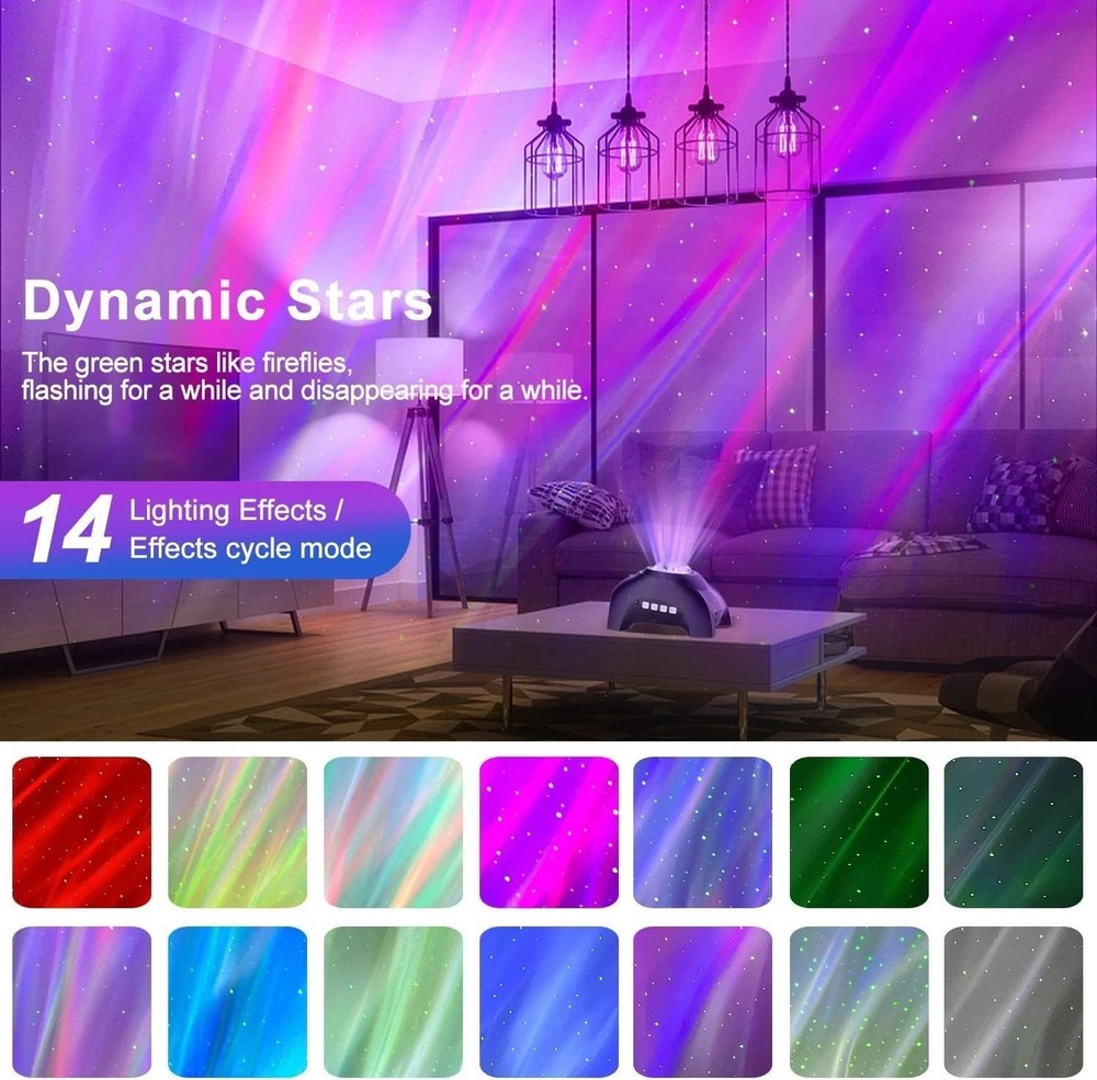 Dynamic Starry Sky Projector with Bluetooth & 33 Lighting Effects for Home Décor