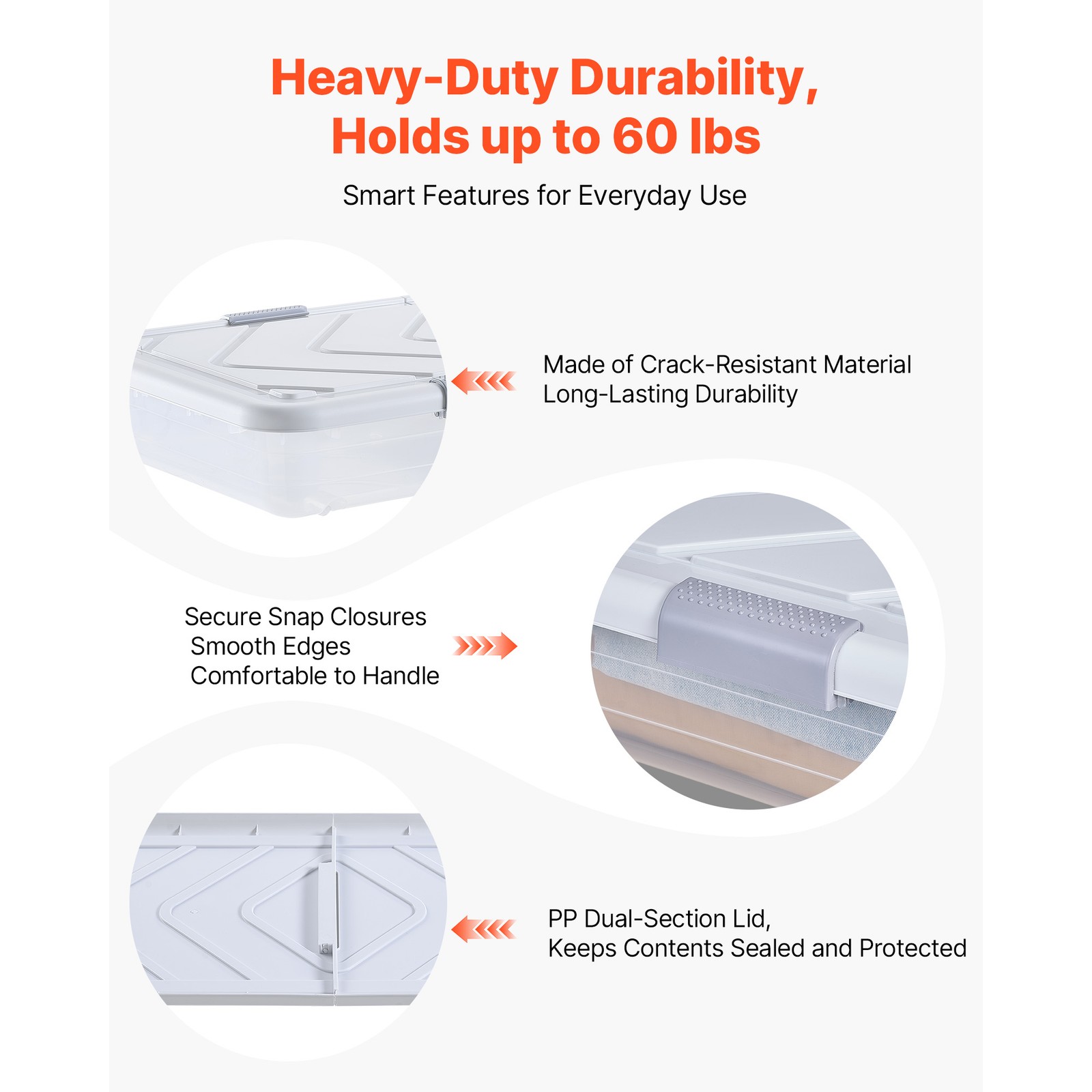 Uimoso Rolling Under-Bed Storage Containers 31.7x15.6x6.9 Inches, Set of 4