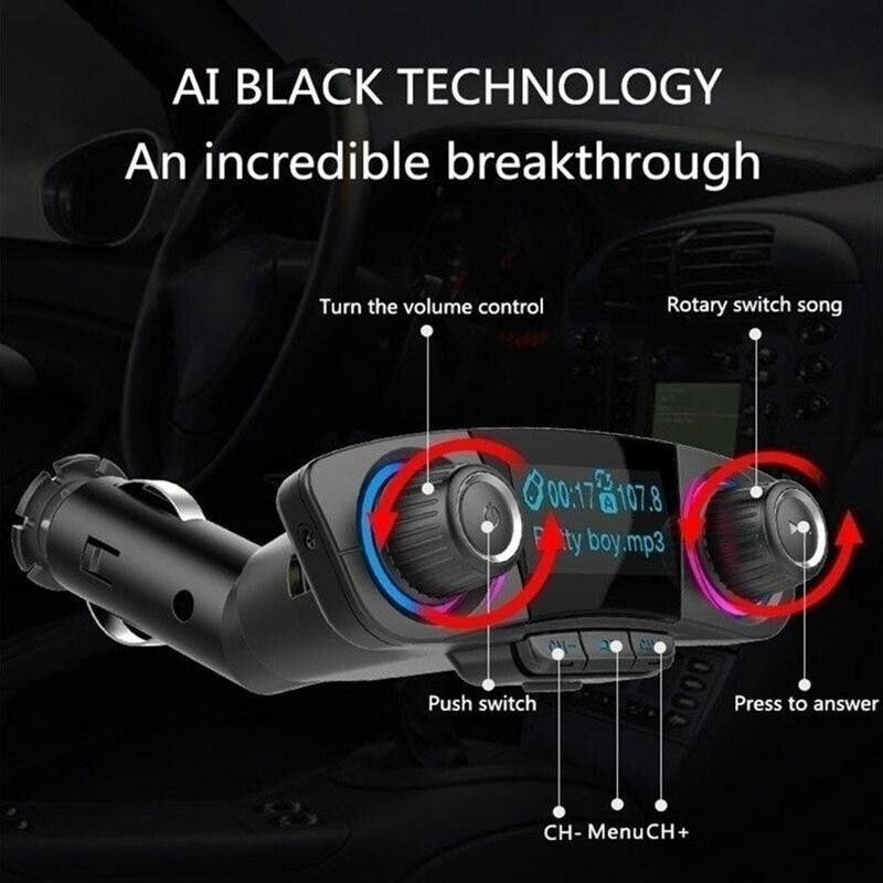 Wireless FM Transmitter Modulator Bluetooth 4.0 Handsfree Car MP3 Player USB LED