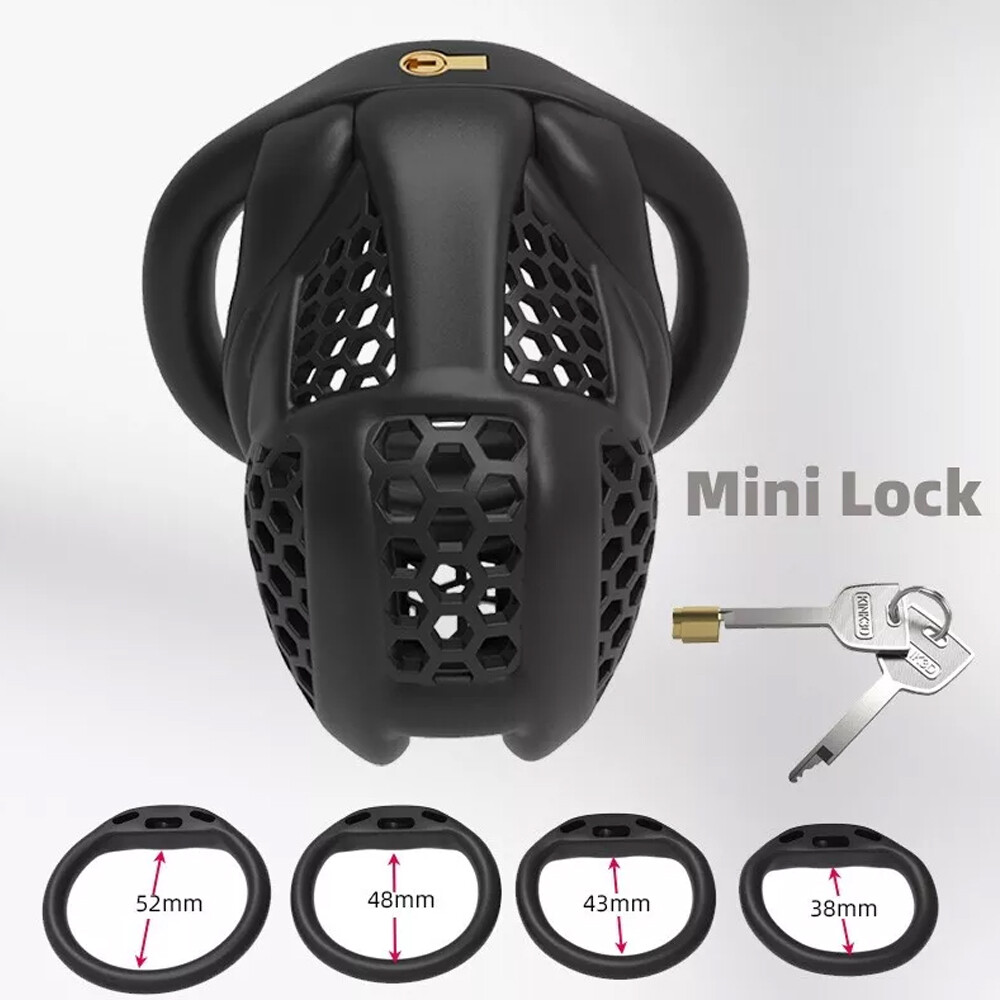 2025 Beehive Pro Breathable Cage Male Chastity Device Mini Lock 2Type Rings Man