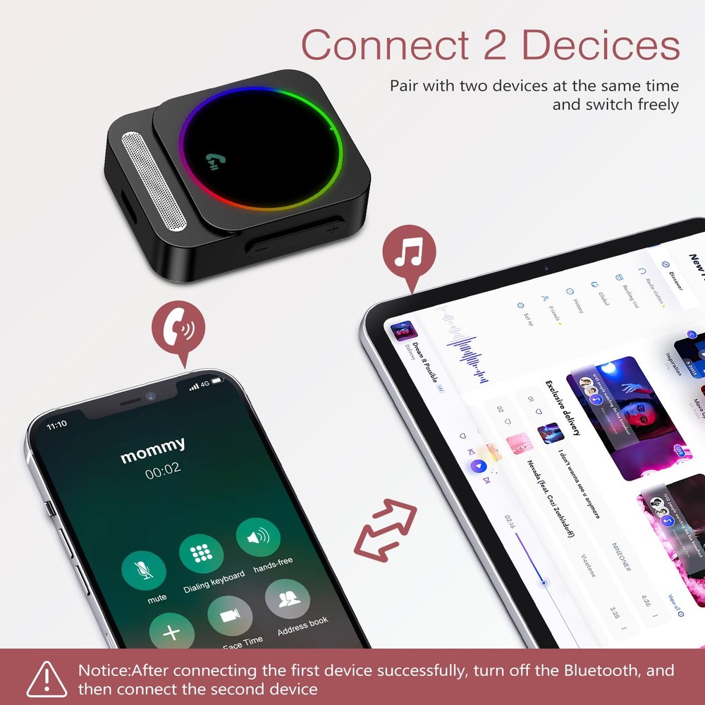 Bluetooth 5.3 AUX Adapter for Car, Wireless Bluetooth Audio Receiver, Noise C...