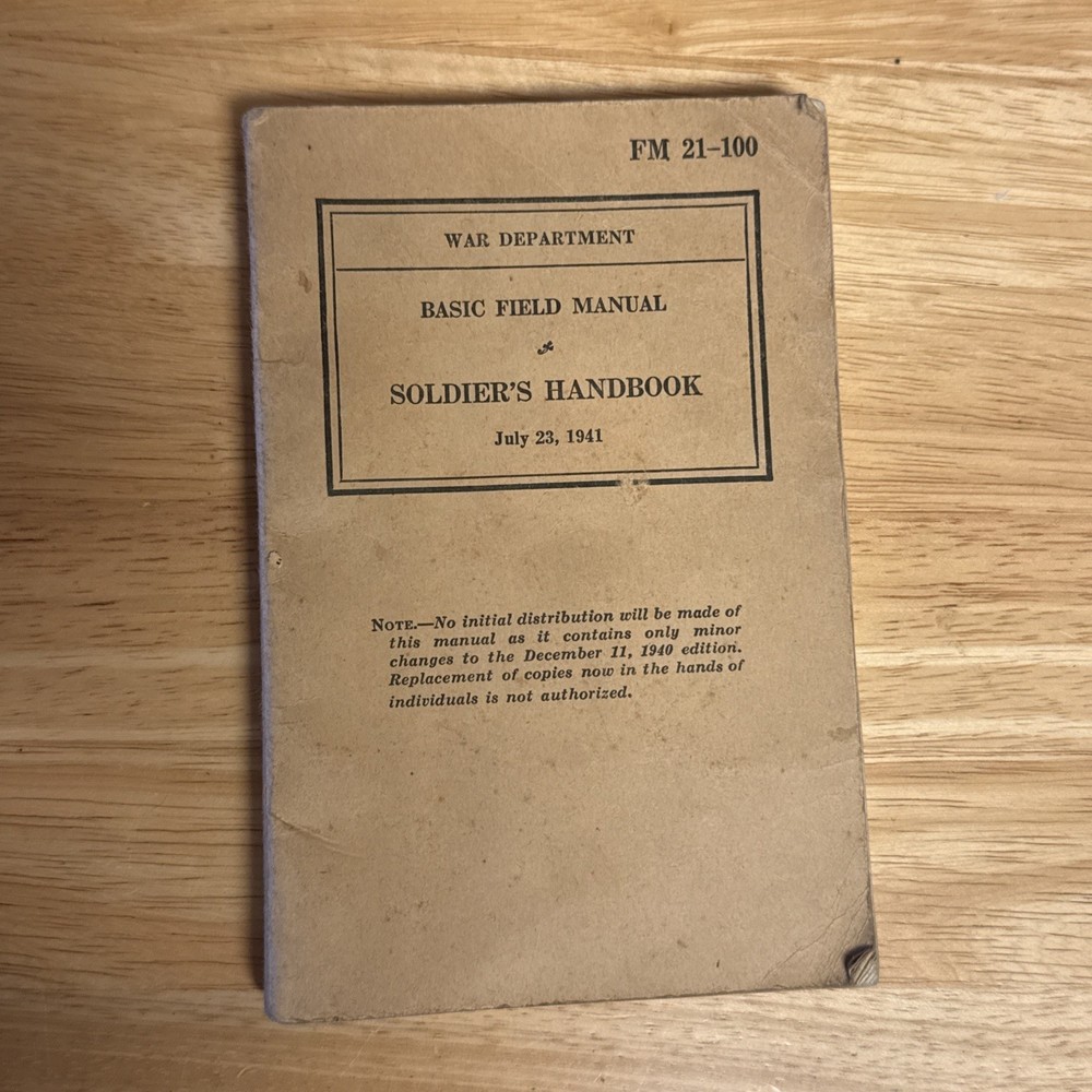 WW2 War Department Basic Field Manual Soldiers Handbook July 23 1941
