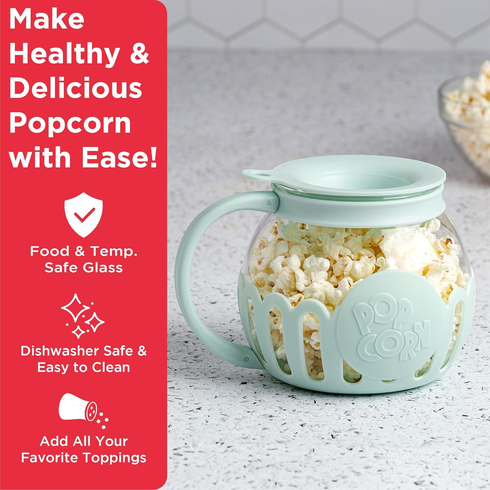 Ecolution Patented Micro-Pop Microwave Popcorn Popper with Temperature Safe Glas