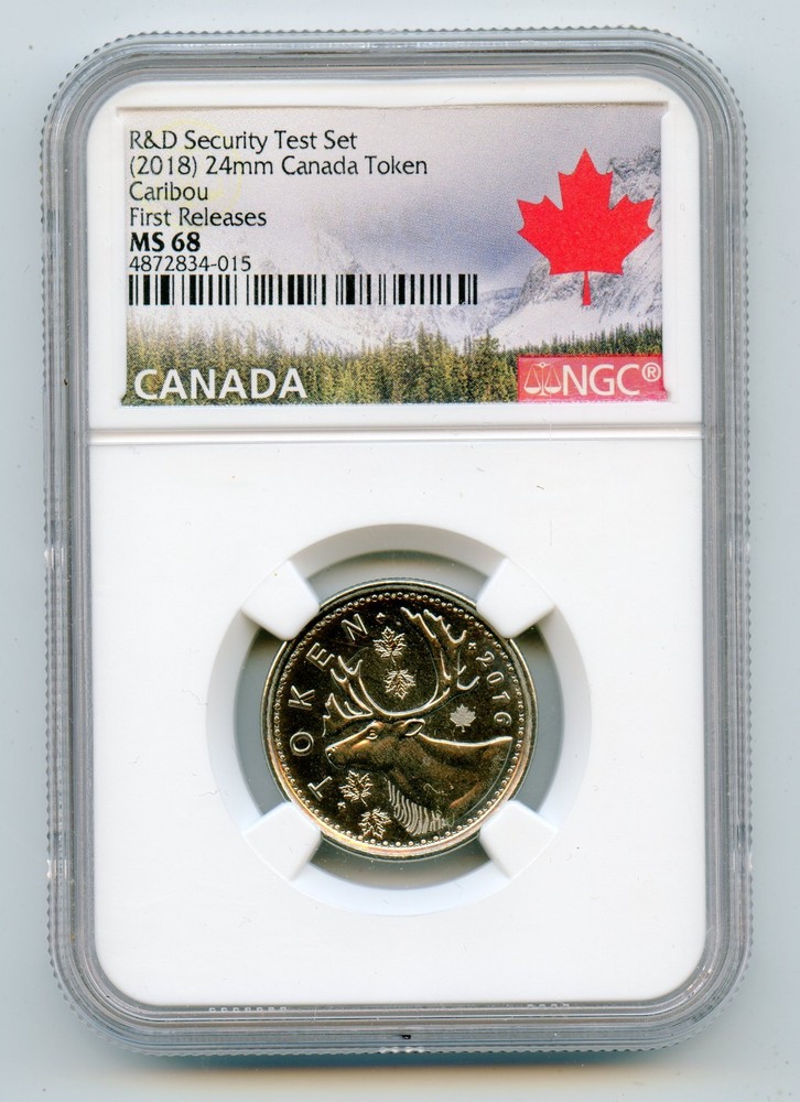 2018 Canada 24mm Token - R&D Security Test Set Caribou NGC MS68