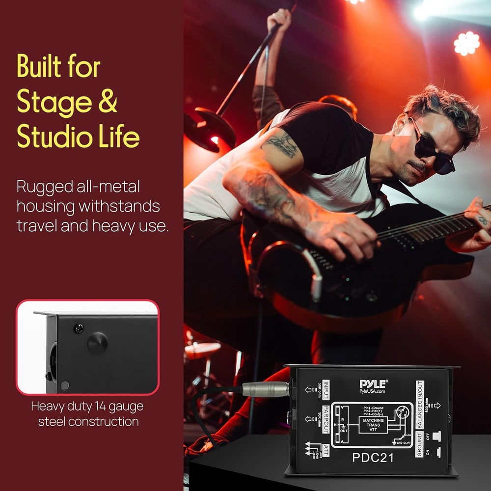 Pyle Professional High-Performance Passive DI-Box-(1/4''/XLR)