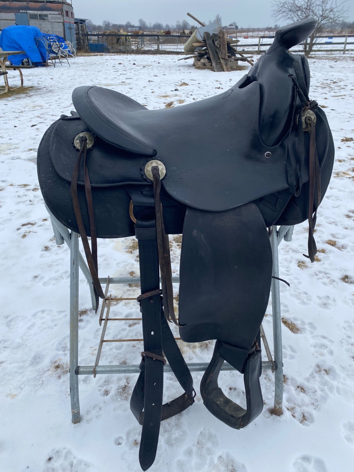 Antique/Vintage 15.5" Western Champion Walla Walla Roper slick seat saddle