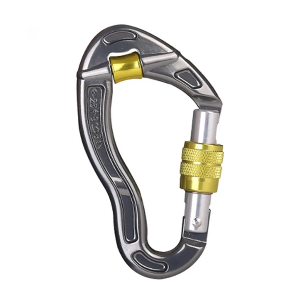 25KN Rock Climbing Carabiner with Pulley Wheel Screwgate Locking Carabiner Clip
