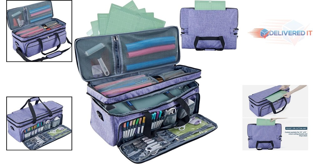 Double Layer Carrying Case for Cricut Maker Explore Tool Organizer Purple