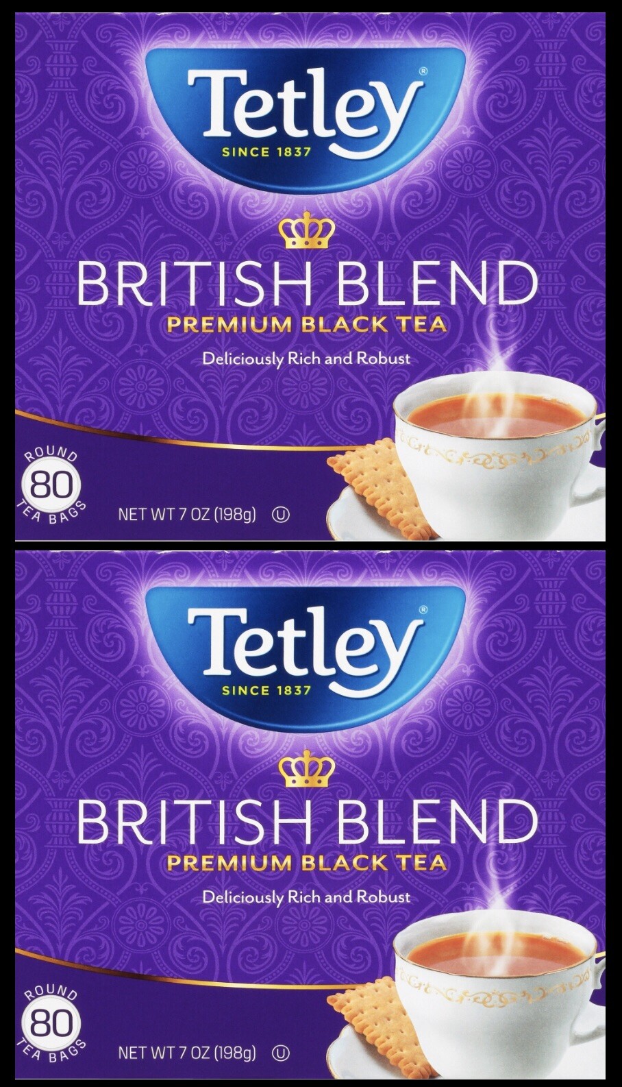 2 Box Tetley British Blend Premium Black Tea 160 Bags Deliciously Rich & Robust