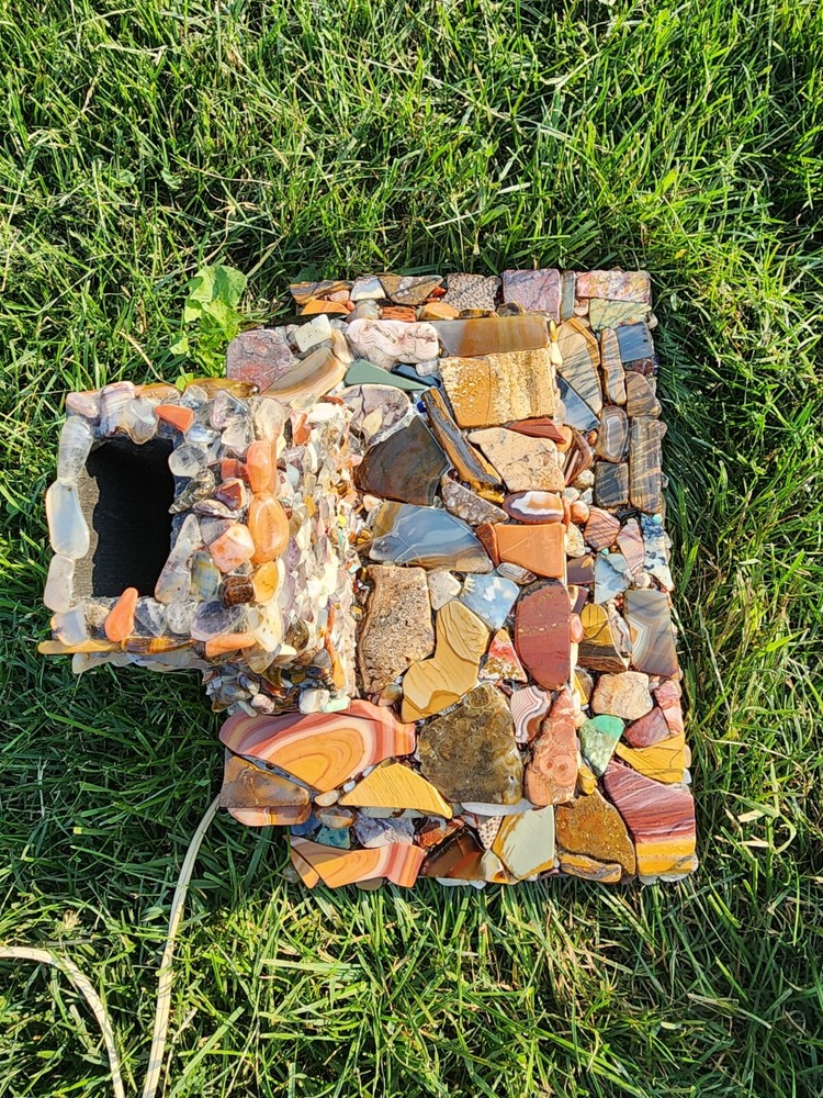 Gorgeous Agate Covered Mini Fireplace And Mantle