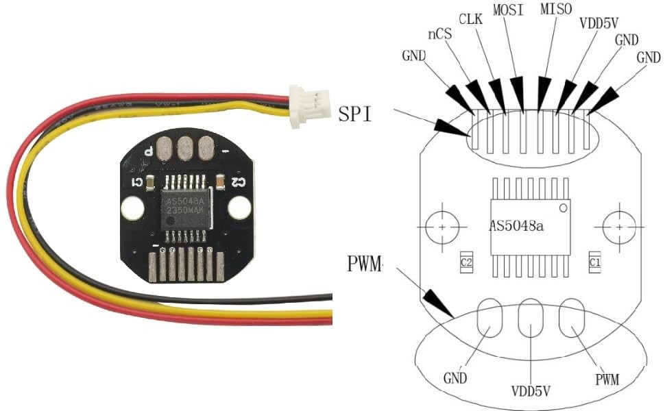 AS5048A Magnetic Encoder PWM and SPI Interface 14bit High Precision Magnetic Ind