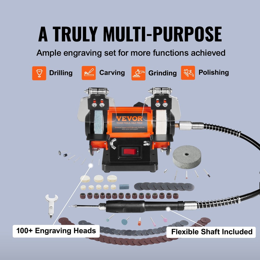 Jewelry Polisher Buffer Brushless Adjustable Speed Multi-purpose Bench Grinder