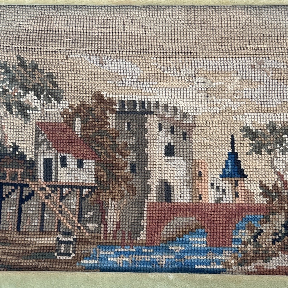Vintage Framed Needlepoint Castle