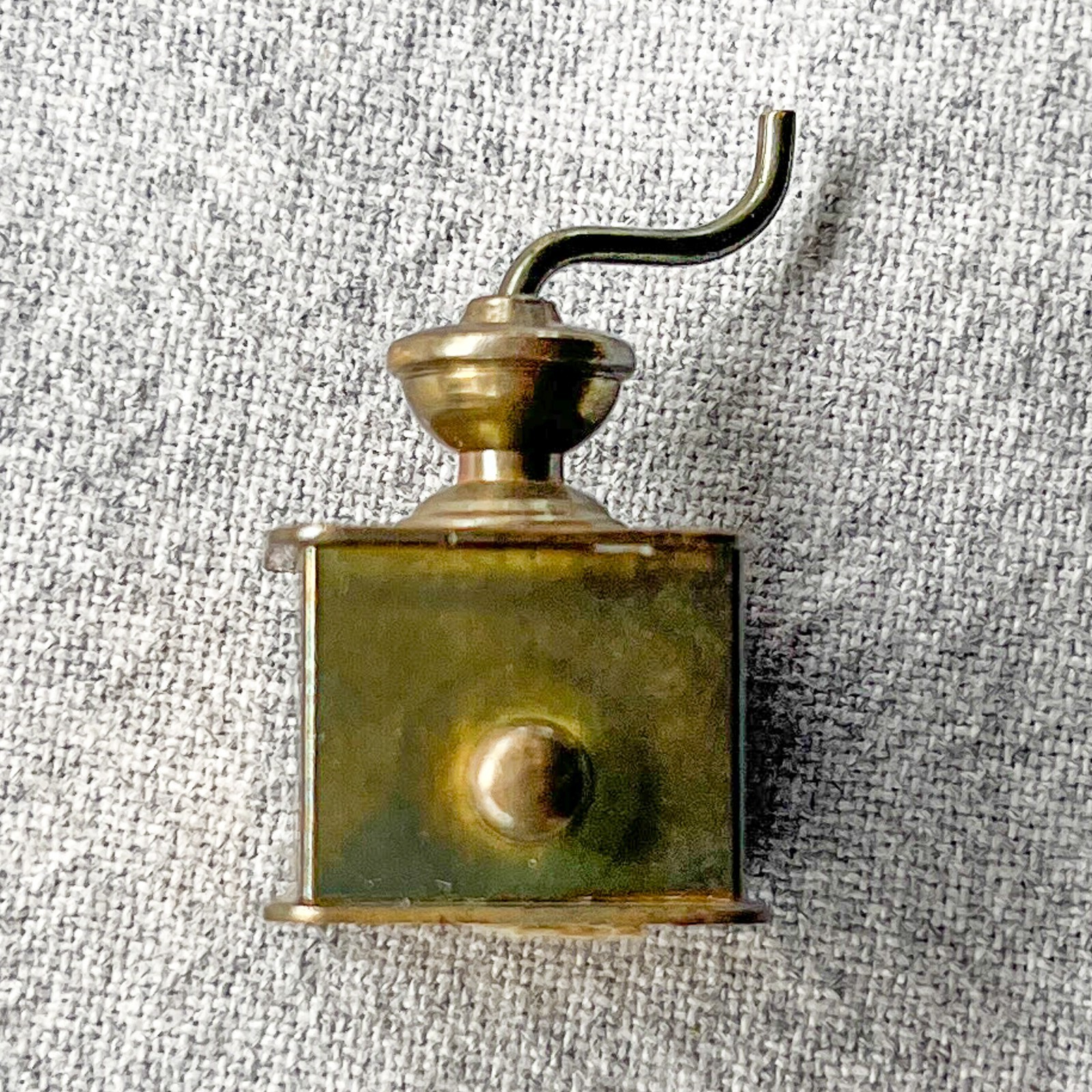 Vintage 1950s Mini Brass Coffee Grinder Dollhouse Miniature Mid Century Kitchen