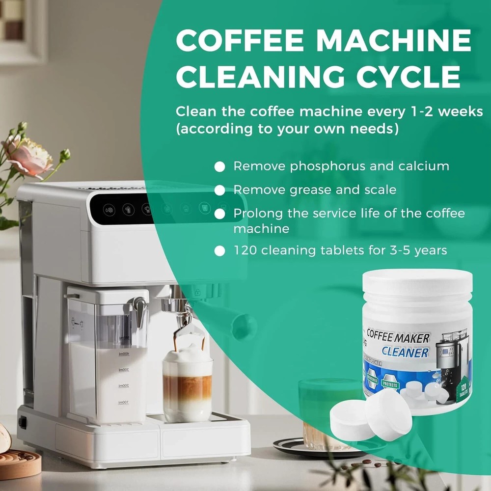 120 Tabs Coffee Maker Cleaner,Espresso Machine Cleaning Tablets Compatible for A