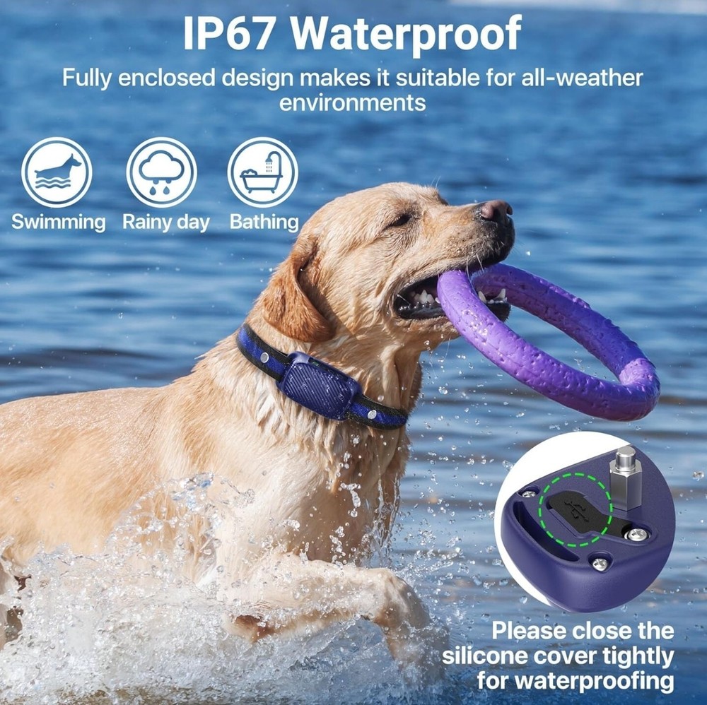 Black Dog Bark Collar, Automatic Barking Collar with Beep Shock Rechargeable