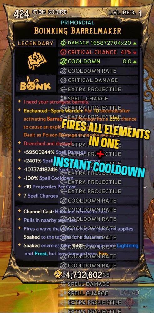 Barrelmaker Modded Level 1 Spell 🌟 Tiny Tina's Wonderlands (PS | XBOX | PC)