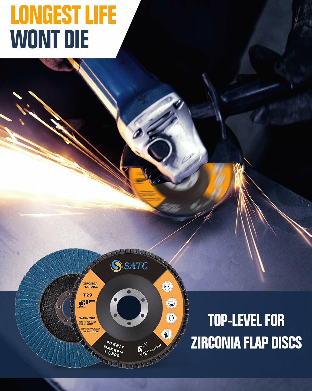 20PCS 4.5" 4-1/2" Zirconia Flap Disc 40 60 80 120 Grit Sanding Grinding Wheels