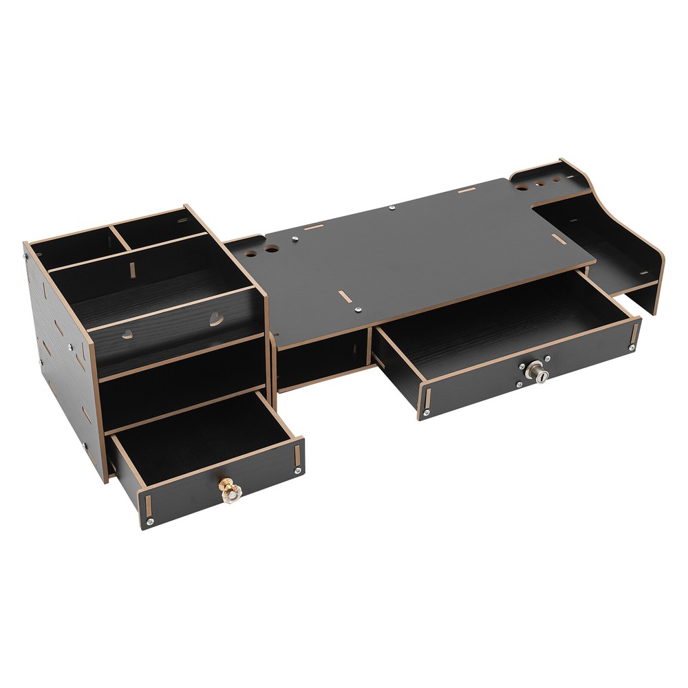 Monitor Stand Riser W/ Storage Organizer & Lock Drawer for Home Office Computer