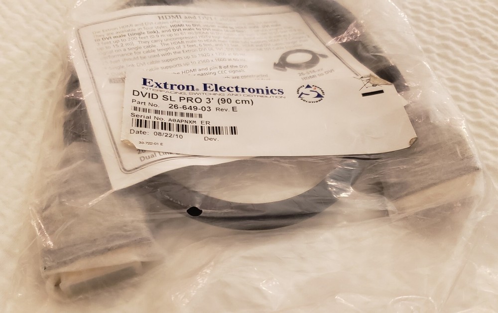 Extron DVID SL Pro 3' Single Link DVI-D Cables 26-649-03