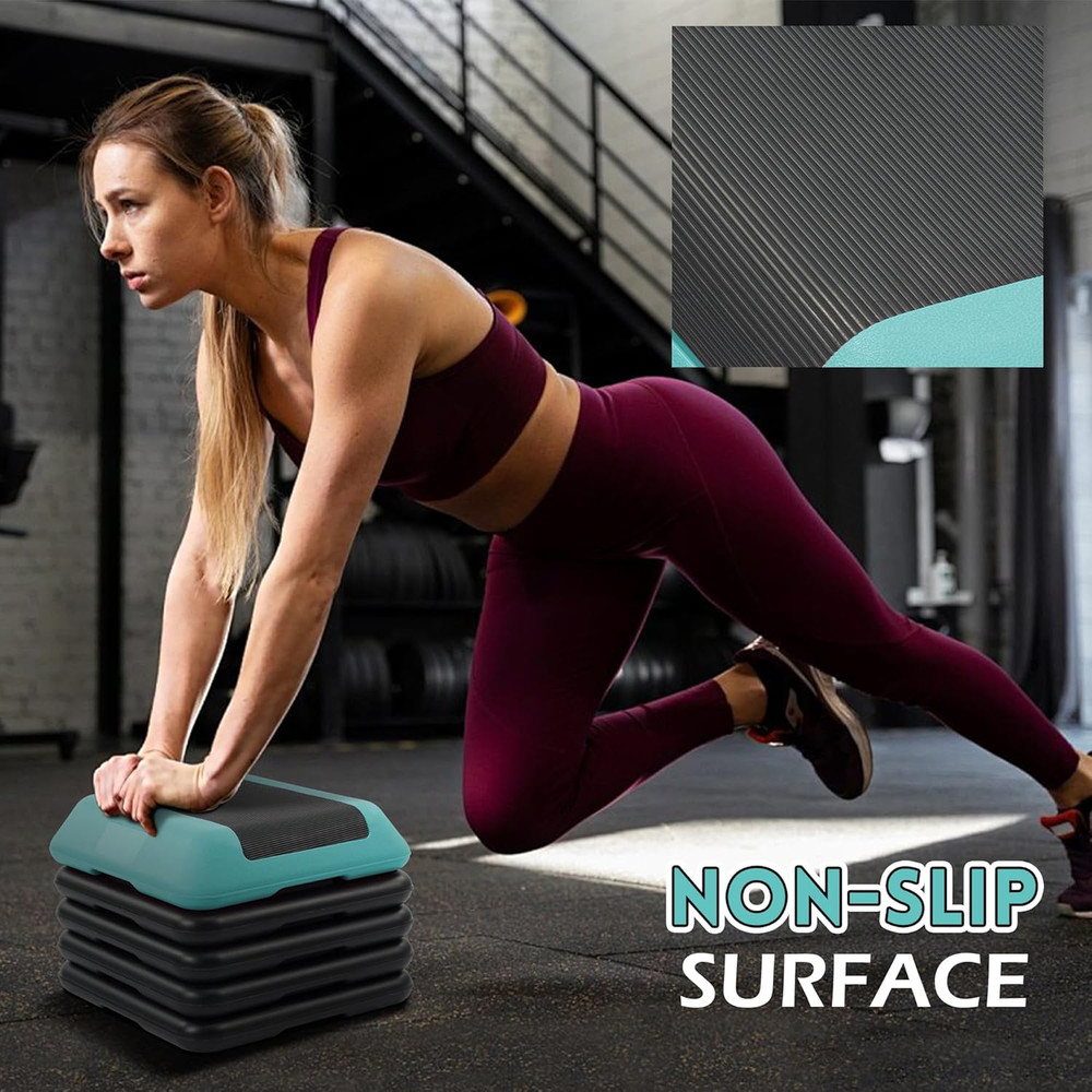 Step Aerobic Platform, Exercise Step with 5 Levels Adjustable Height, 4 Stackabl