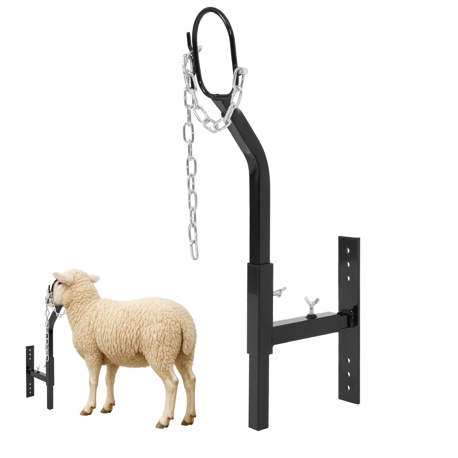 Steel Adjustable Livestock Trimming Stand For Goat Sheep W/Nose Loop Headpiece