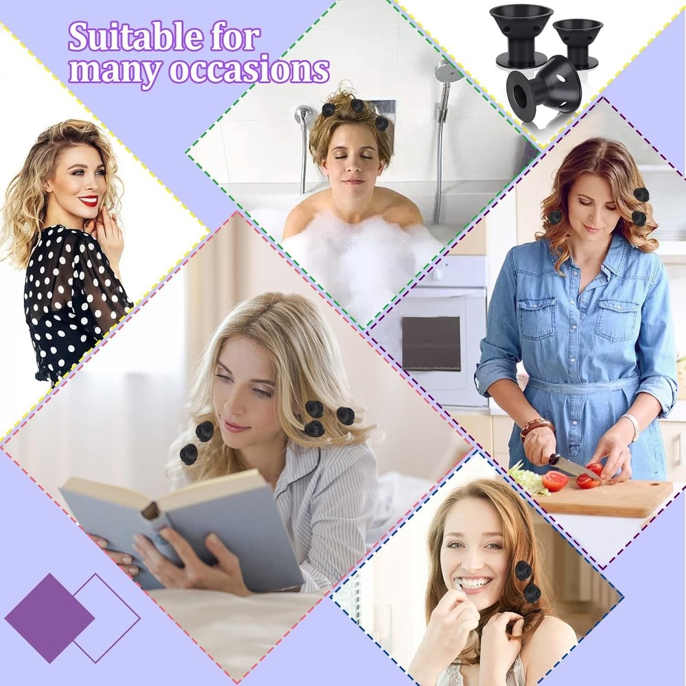 40 Pcs Black Magic Silicone Hair Rollers Include 20pcs Large Sleeping Curlers...