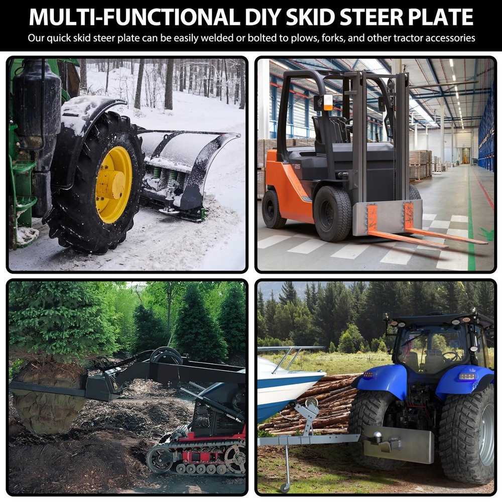 1/4"Mini Skid Steer Quick Attach Plate Quick Attach Adapter for Tractor Forklift