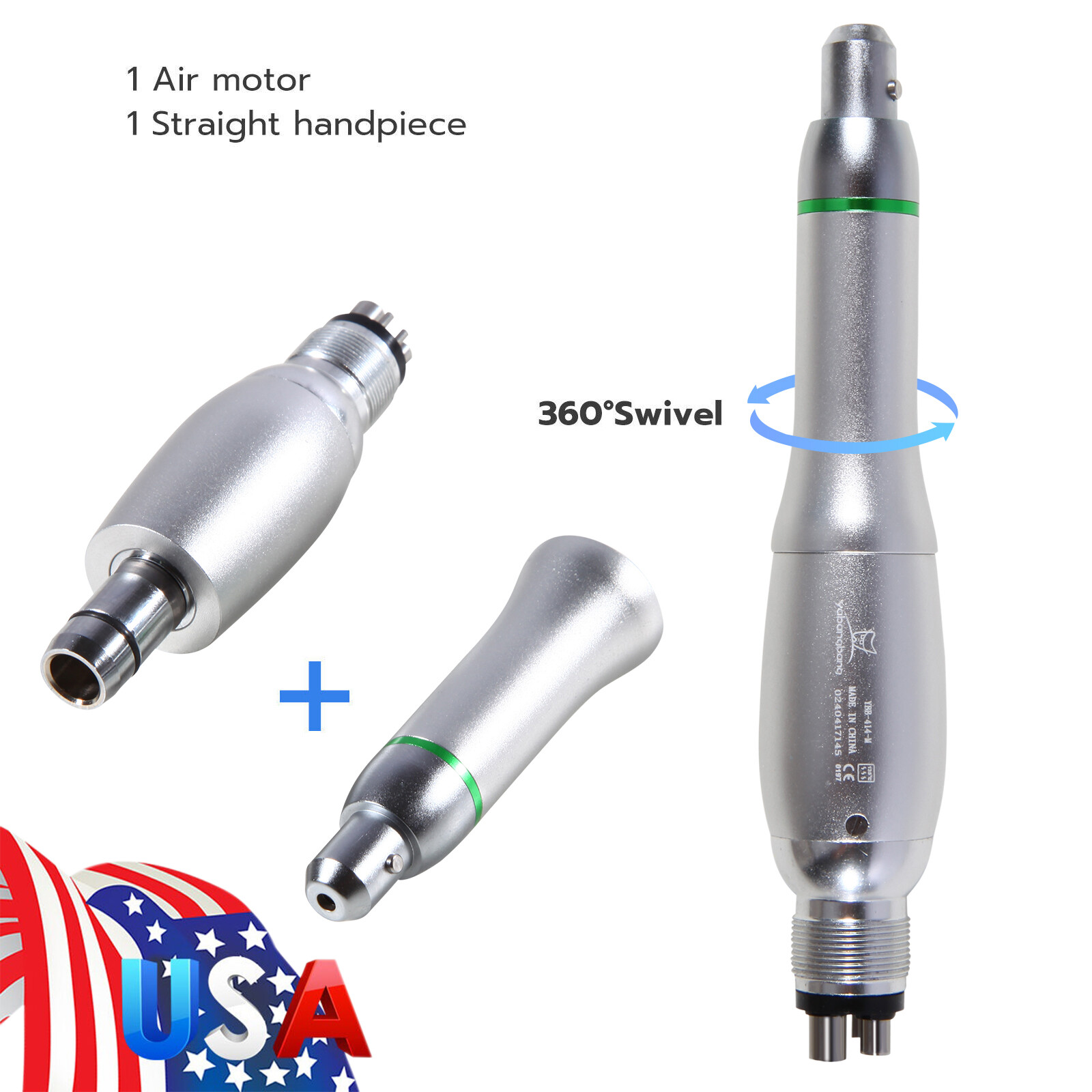 Dental Hygiene Prophy Handpiece Air Motor 4Holes 4:1 Nose Cone 360° Swivel USA
