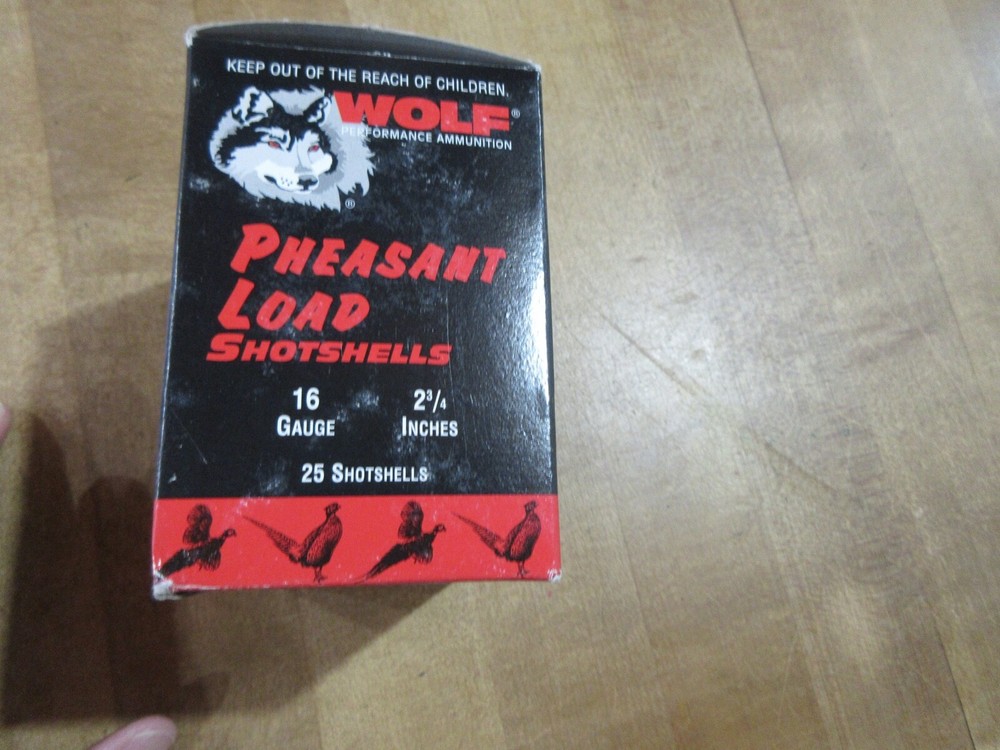 Empty Shotshell box Wolf 16 ga Pheasant Load Spain saga (w12)